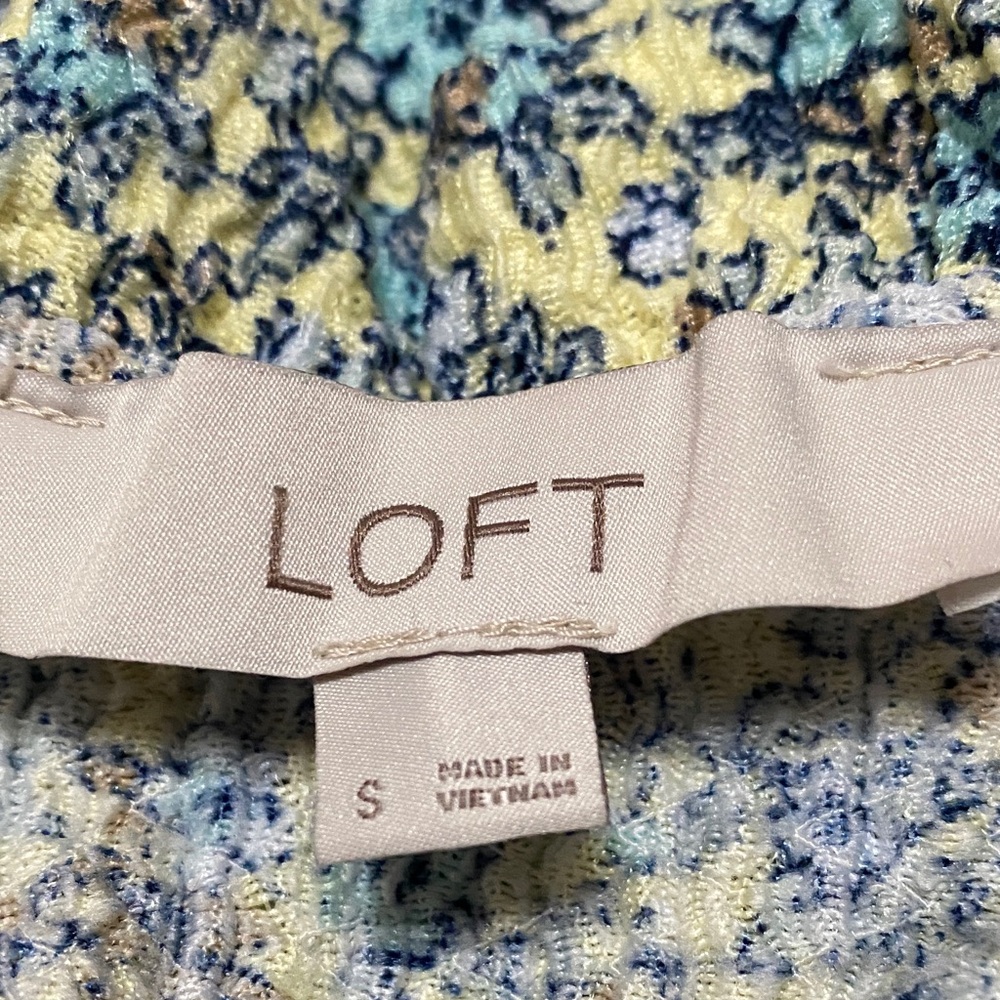 LOFT Blue and Yellow Floral Blouse - Picture 6 of 7